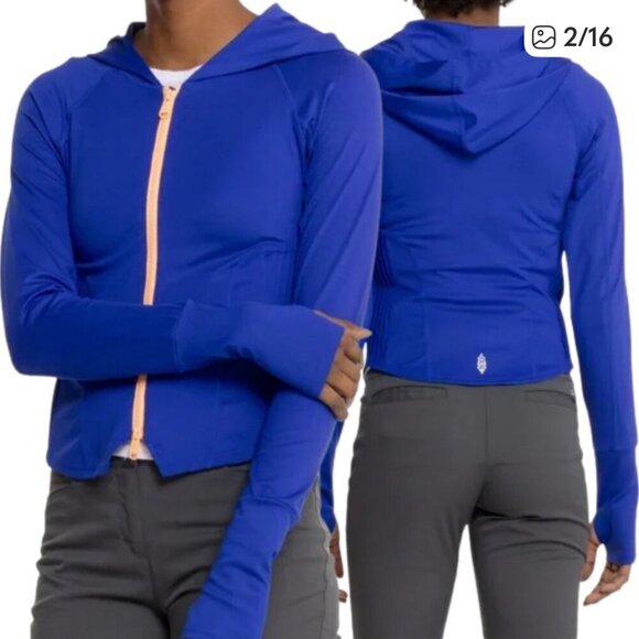 NWT Free People FP Movement Playin for Keeps Women XS Blue Full Zip - Picture 2 of 9